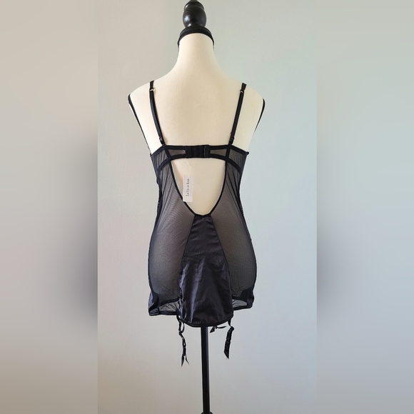 NWT Black Lace Mesh Push-Up Teddy - Picture 3 of 4